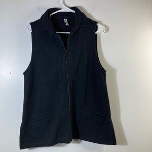 Womens FH Clothing Co Sweater Vest Soft Cotton Zip Navy M Cotton Pockets Side Sl